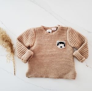 18-24M Zara knitwear ribbed knit raccoon sweater